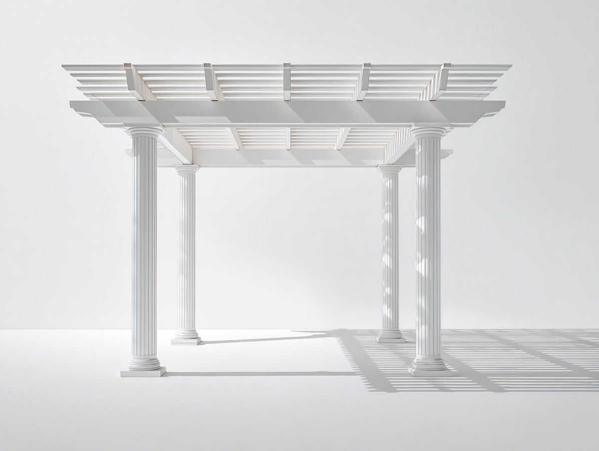 Pavillon - Metall - 320 x 300 x 260 cm - Weiß - Klassisches Design mit Lamellendach und Säulen