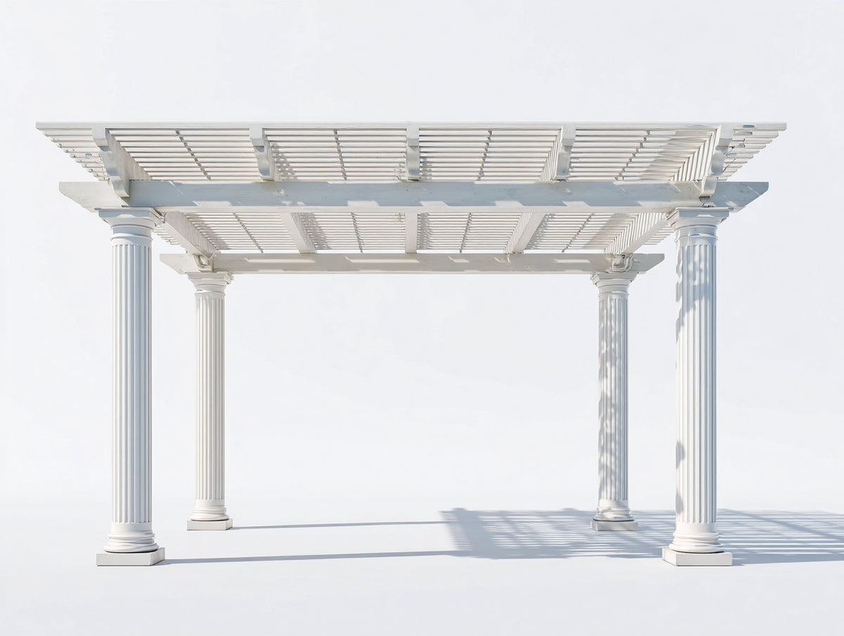 Pavillon aus Metall 320x300x245 cm Weiß - Lamellendach - Klassisches Säulendesign
