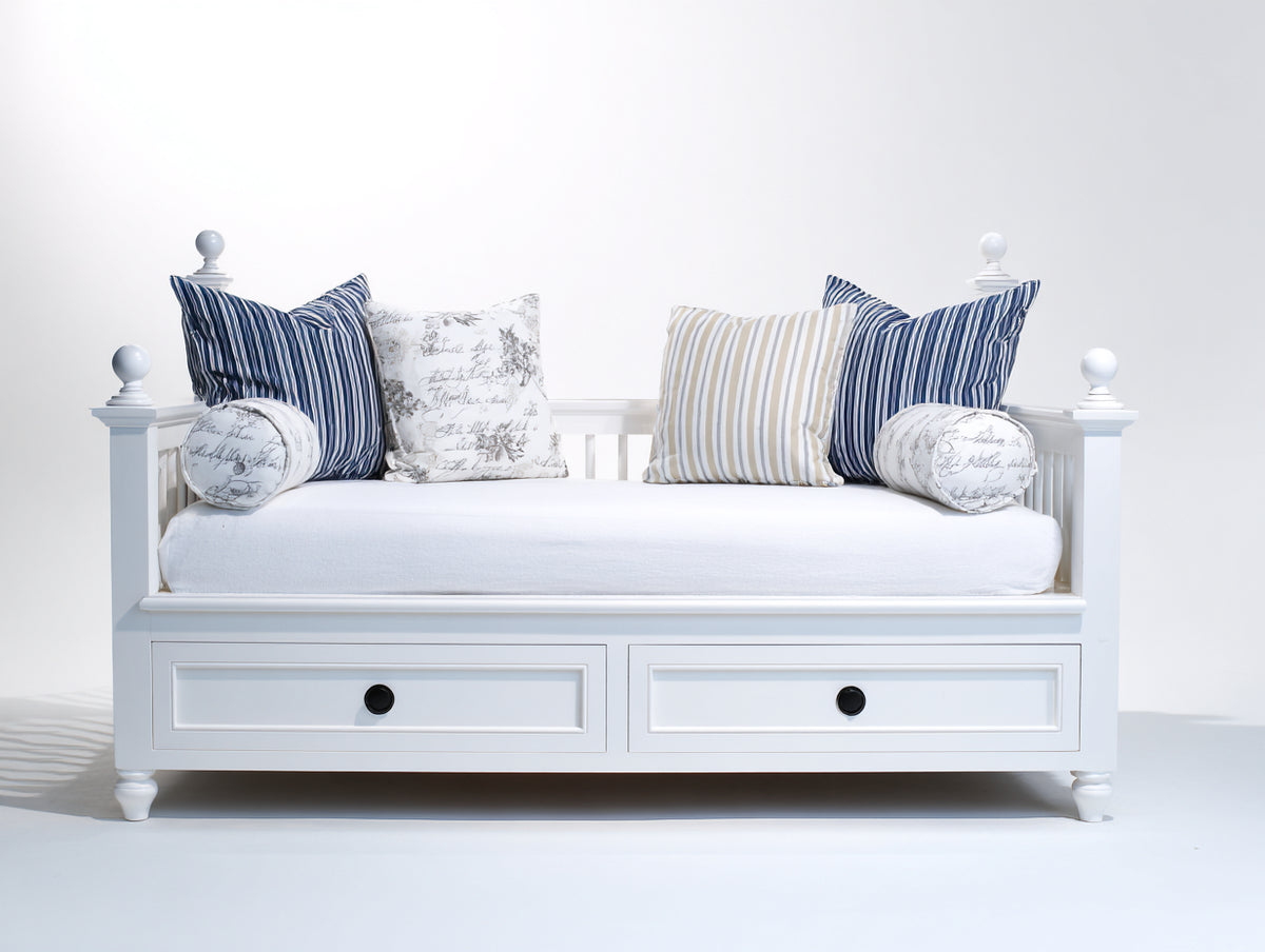 Schlafsofa Tagesbett 200x90x85 cm Holzrahmen Weiß Klassisches Design