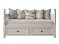 Schlafsofa Holz 205x95x92 cm - Cremeweiß - Klassisches Design mit 2 Schubladen