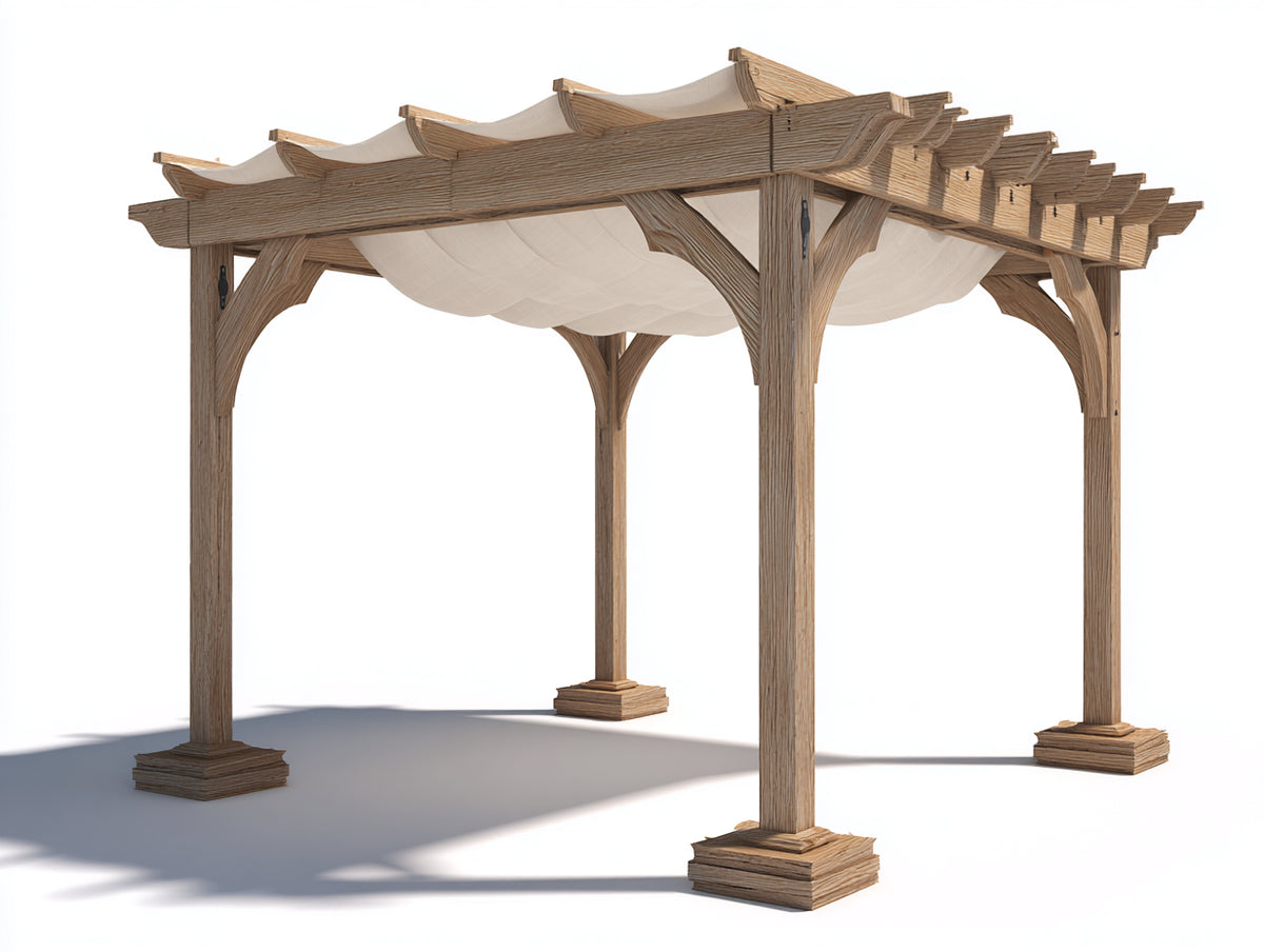 Pavillon Holz 300x300x250 cm Massivholz Naturholz Beige Klassisches Design
