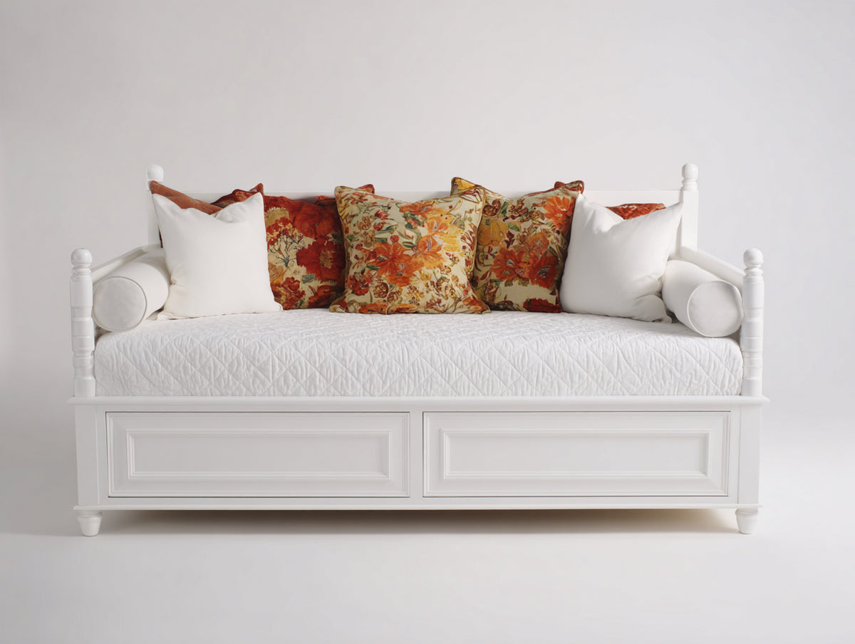 Schlafsofa - Holzrahmen und Textilpolsterung - 205 x 100 x 95 cm - Weiß - Klassisches Design mit Stauraum