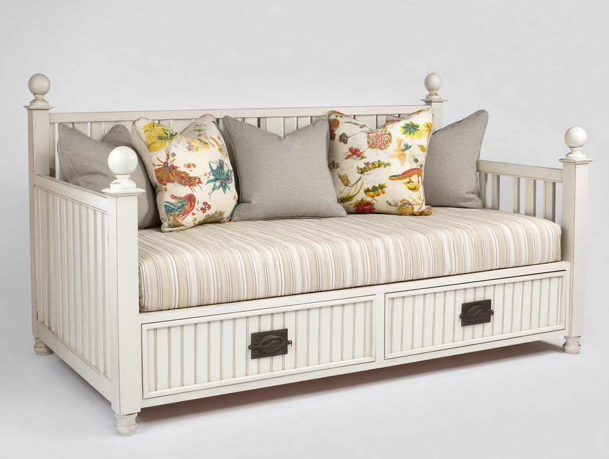 Schlafsofa Tagesbett 200x90x85 cm Holzrahmen Weiß Landhausstil