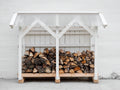 Kaminholzregal Holz 200x100x180 cm Massivholz Weiß Modernes Design