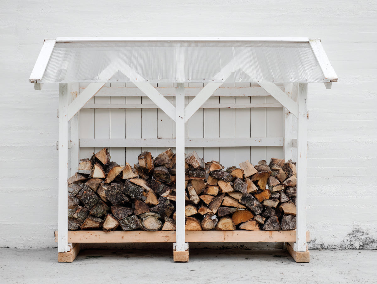 Kaminholzregal Holz 200x100x180 cm Massivholz Weiß Modernes Design