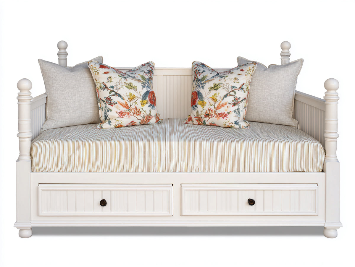 Schlafsofa Tagesbett 200x90x85 cm Holzrahmen Weiß Landhausstil