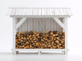Kaminholzregal Holz 190x80x170 cm - Weiß-Naturholz - Überdachter Brennholzunterstand mit offener Front