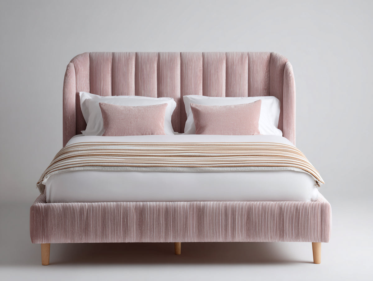 Doppelbett Polsterbett 200x180x120 cm Samtoptik Rosa Modernes Design