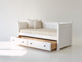 Schlafsofa Holz 210x100x105 cm - Weiß - ausziehbarer Bettkasten im Landhausstil