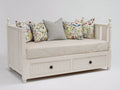 Schlafsofa mit Holzgestell 205x95x105 cm Weiß - 2 Schubladen - Klassisches Design