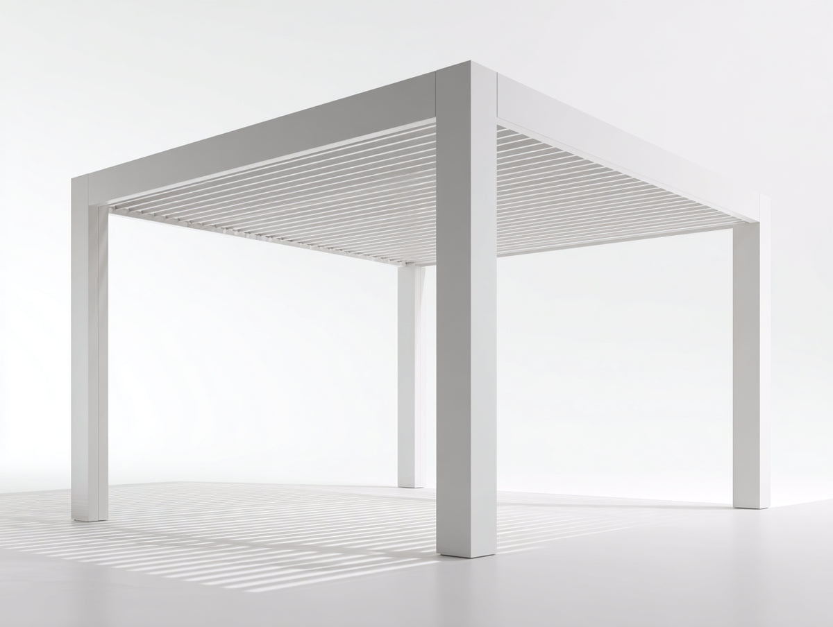 Pavillon - Metall - 300 x 300 x 250 cm - Weiß - Moderner Gartenpavillon mit Lamellendach