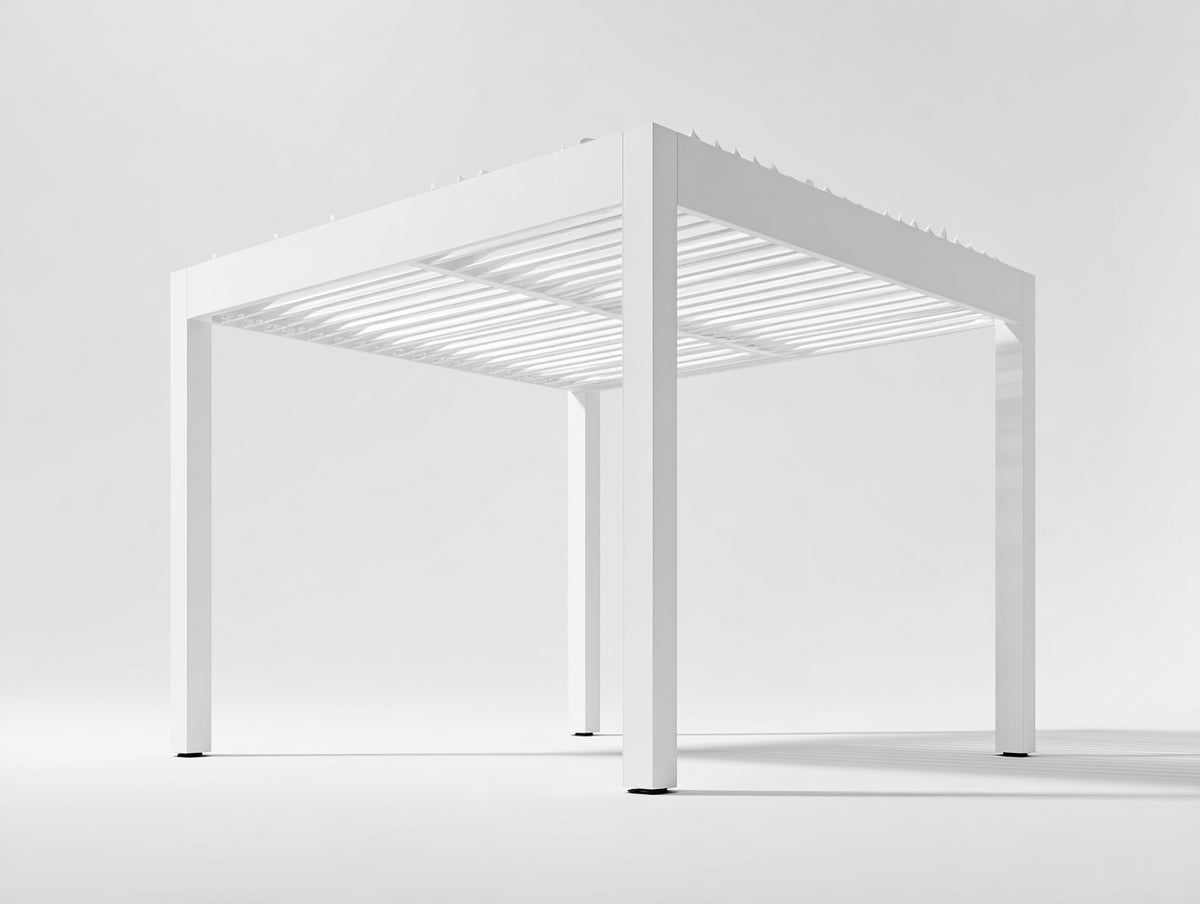 Pavillon Aluminium 300x300x250 cm - Weiß - moderner Gartenpavillon mit Lamellendach