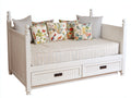 Schlafsofa Holz 205x100x110 cm - Weiß - Landhausstil mit 2 Schubladen
