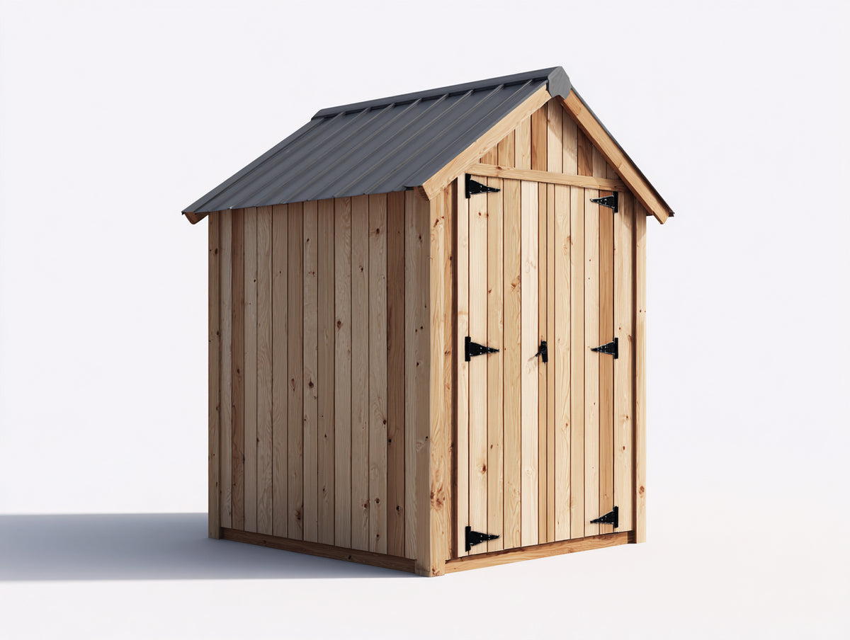 Gartenhäuser Holz und Metall 150x120x210 cm - Naturholz-Anthrazit - Kompaktes Gerätehaus mit Doppeltür und Satteldach